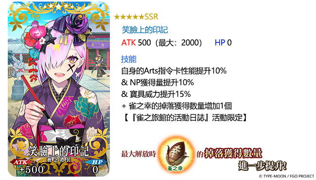 《FGO》繁中版「雀之旅馆的活动日志」PICK UP 第二弹10月4日限时举办