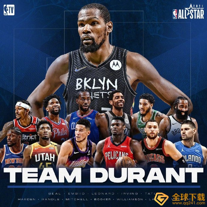 2020~2021赛季NBA全明星杜兰特队阵容一览